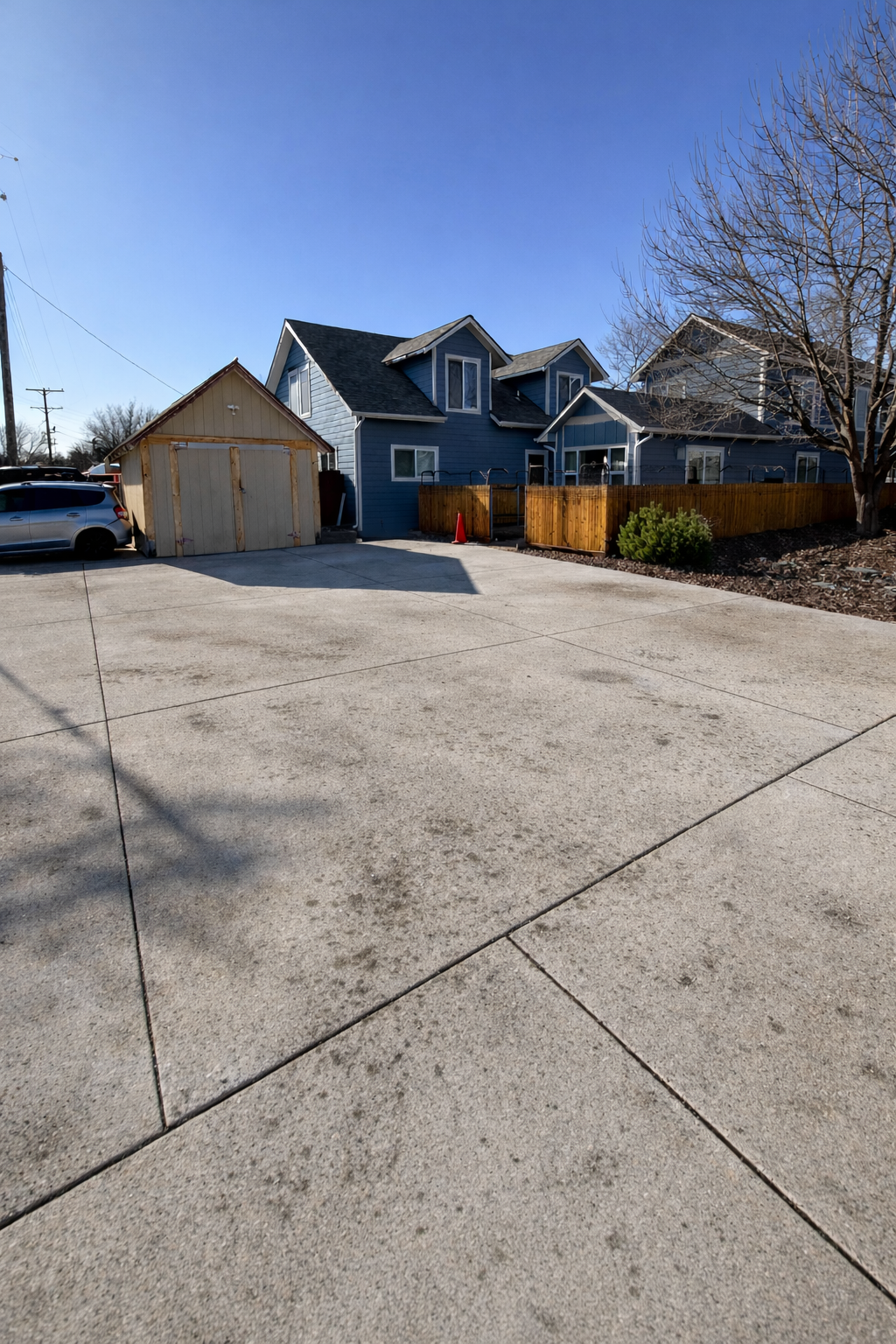 Dirty concrete before pressure washing